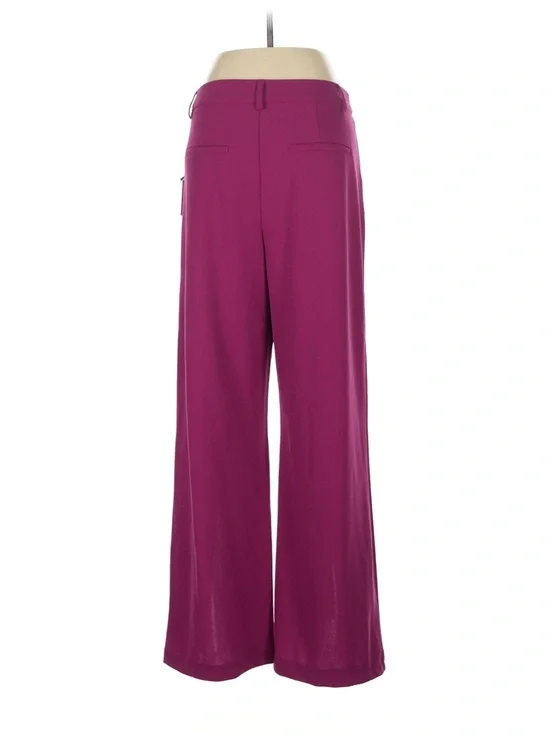 High-Waist Wide-Leg Split-Hem Pants in Fuchsia - Picture 3 of 4